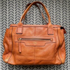 +Beautiful FOSSIL BROWN LEATHER SHOULDER BAG/TOTE